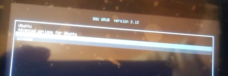 起動メニューで Windows を選んだところ